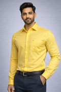 M Size| Men Plain Shirt Full Sleve| Yellow