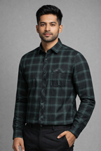 XL Size| Men Check Shirt Full Sleve| Olive Green