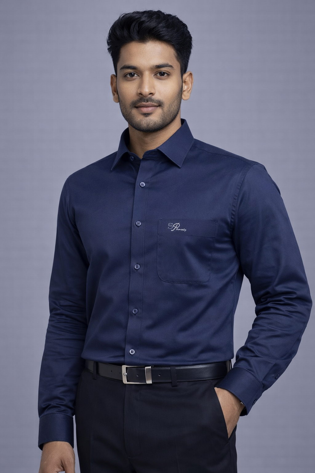 XXL Size| Men Plain Shirt Full Sleve|Blue