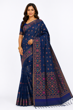 Premium Khadi Handloom Silk Saree| Navy Blue