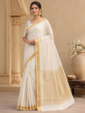 South Cotton Silk Saree| White
