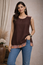 3XL SIZE |COTTON BATIK SHORT SLEEVELESS KURTI | MAROON