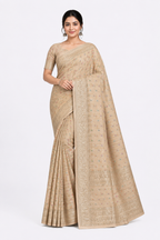 Premium Tassar Banarasi Semi Silk Saree| Beige