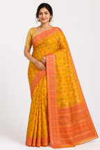 Premium Pochampally Ikkat Silk Saree| Yellow