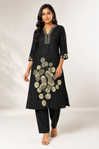 M SIZE| Rayon 2 Pieces Kurti/Salwar Suit| Black