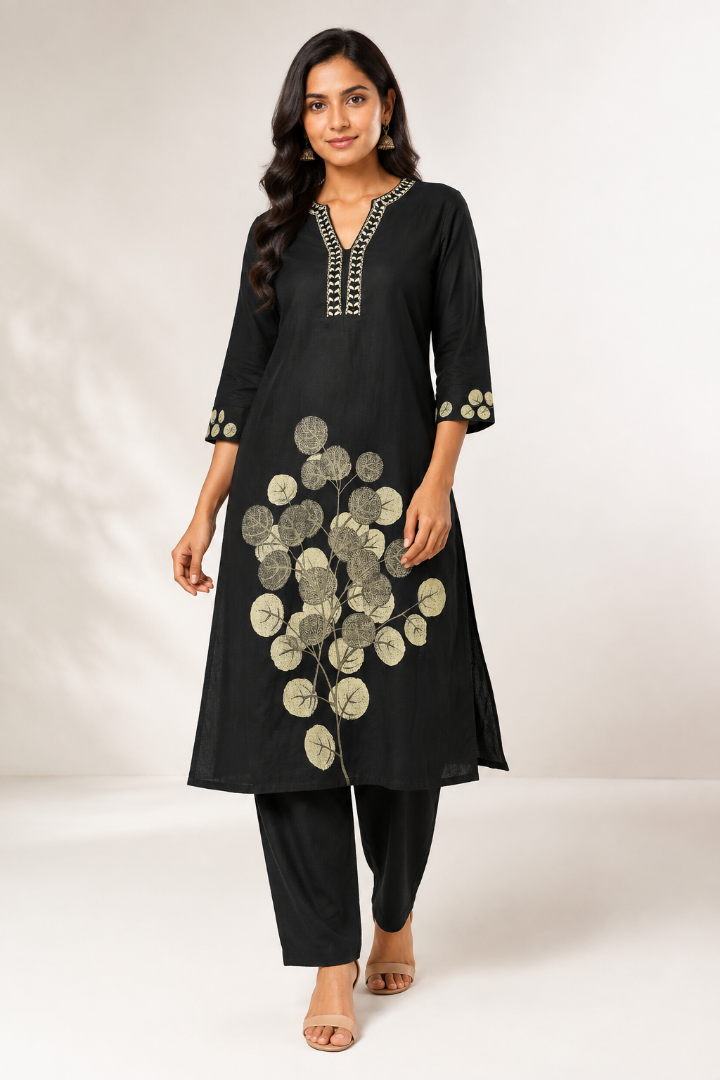 M SIZE| Rayon 2 Pieces Kurti/Salwar Suit| Black