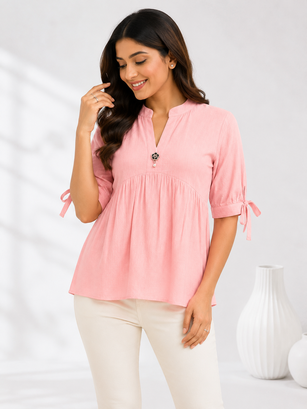 Free Size| Size Ladies Premium Top| Peach ( Best fit L/XL/XXL)