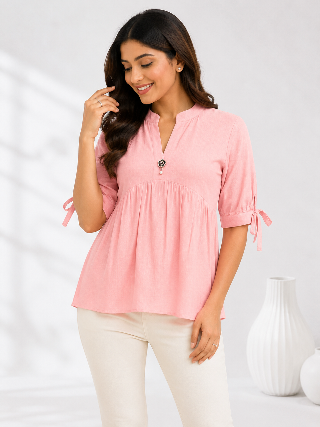Free Size| Size Ladies Premium Top| Peach ( Best fit L/XL/XXL)