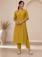 XXL Size|Premium Silk Designer Kurti | Golden Yellow