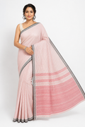 Premium Check Dhonekhali Cotton Saree| White