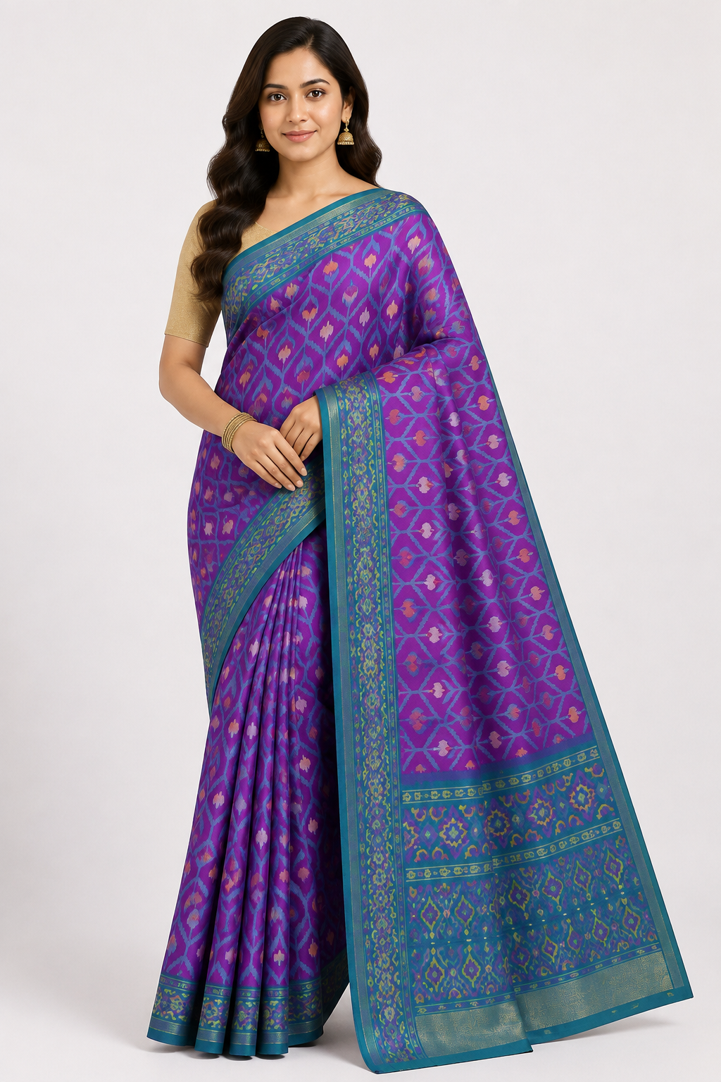Premium Pochampally Ikkat Silk Saree| Purple