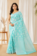 Semi Silk Soft Self Work Saree| Pesta Green