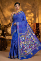 Pure Katha Stitch Silk Saree With Silkmark | Blue