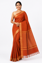 Silk Mangal Giri Check Saree| Orange