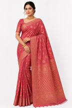 Premium Tassar Banarasi Semi Silk Saree| Red