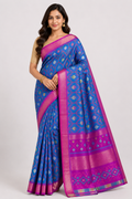 Premium Pochampally Ikkat Silk Saree| Blue
