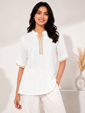 Plus Size| Ladies Premium Top| White (Best fit 2XL/3XL/ 4XL/ 5XL)