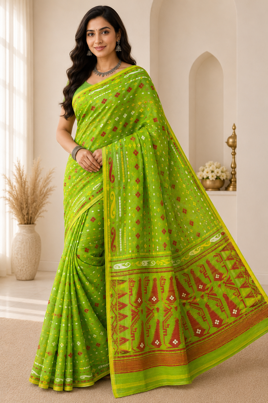 Dhakai Jamdani Saree| Green