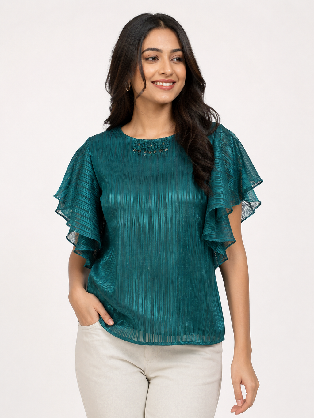 Free Size| Size Ladies Premium Top| Bottle Green ( Best fit L/XL/XXL)