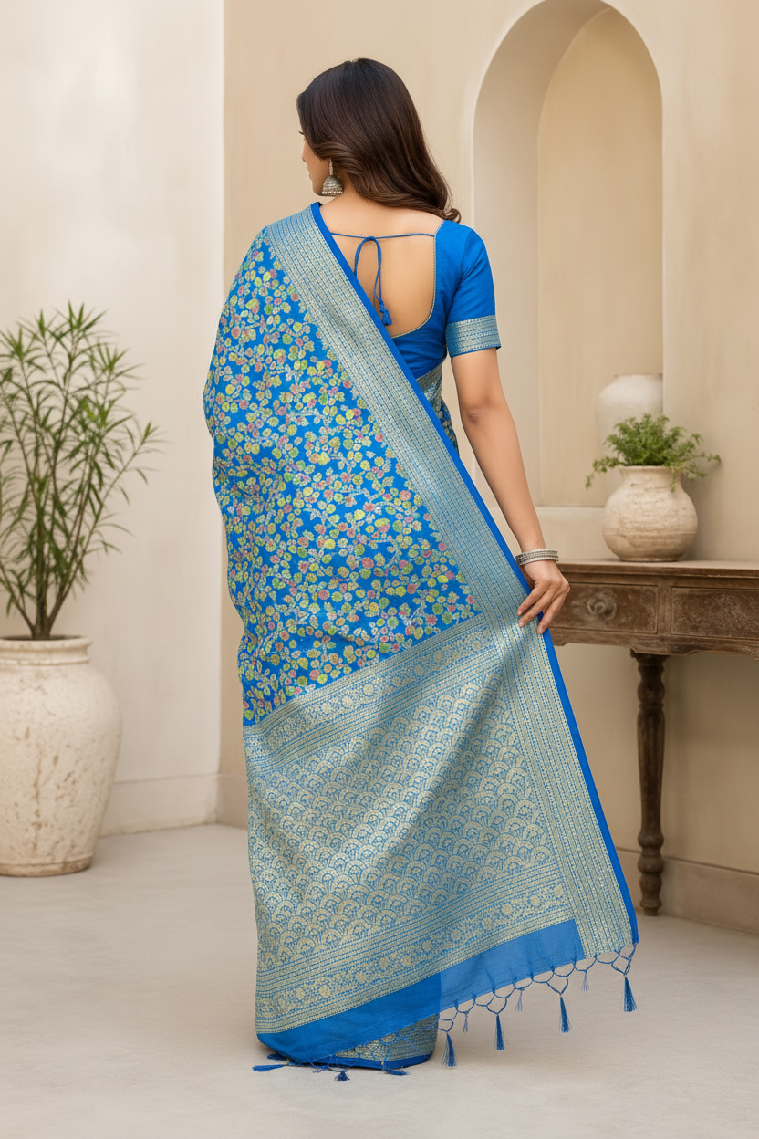 Back pose showing pallu drape