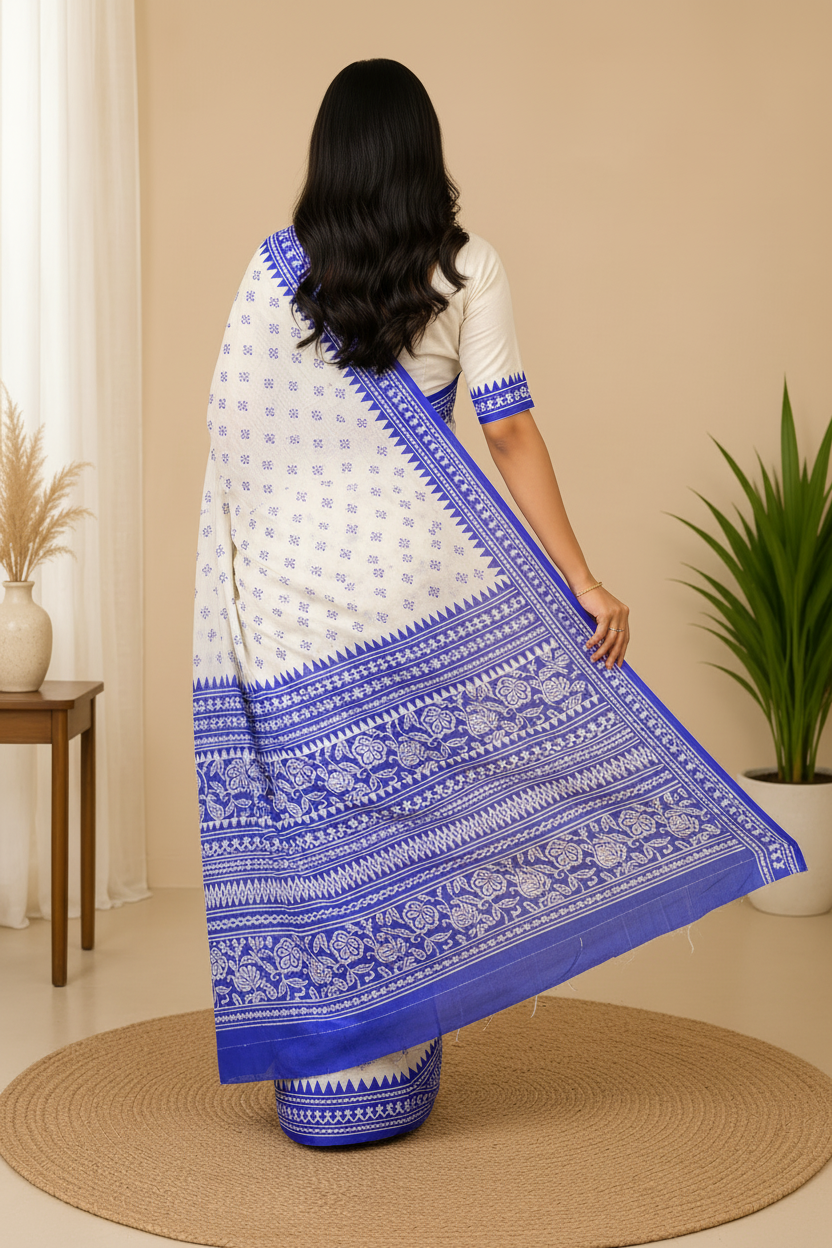 Back pose showing pallu fall