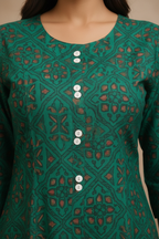 Close-up floral print and buttons