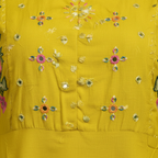 Close-up multicolor floral embroidery detail