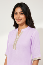 Close-up neckline shot