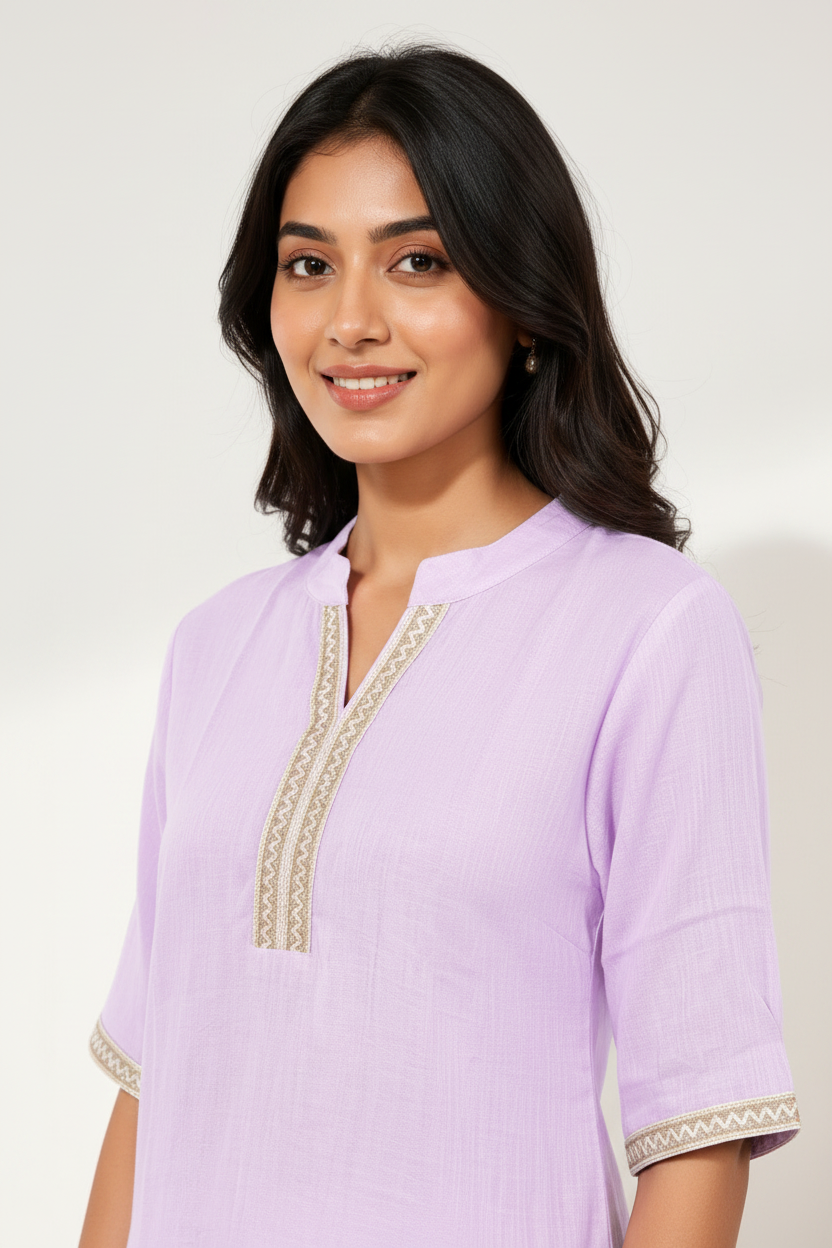 Close-up neckline shot