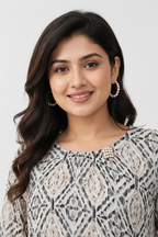 Close-up - pearl neckline ikat top