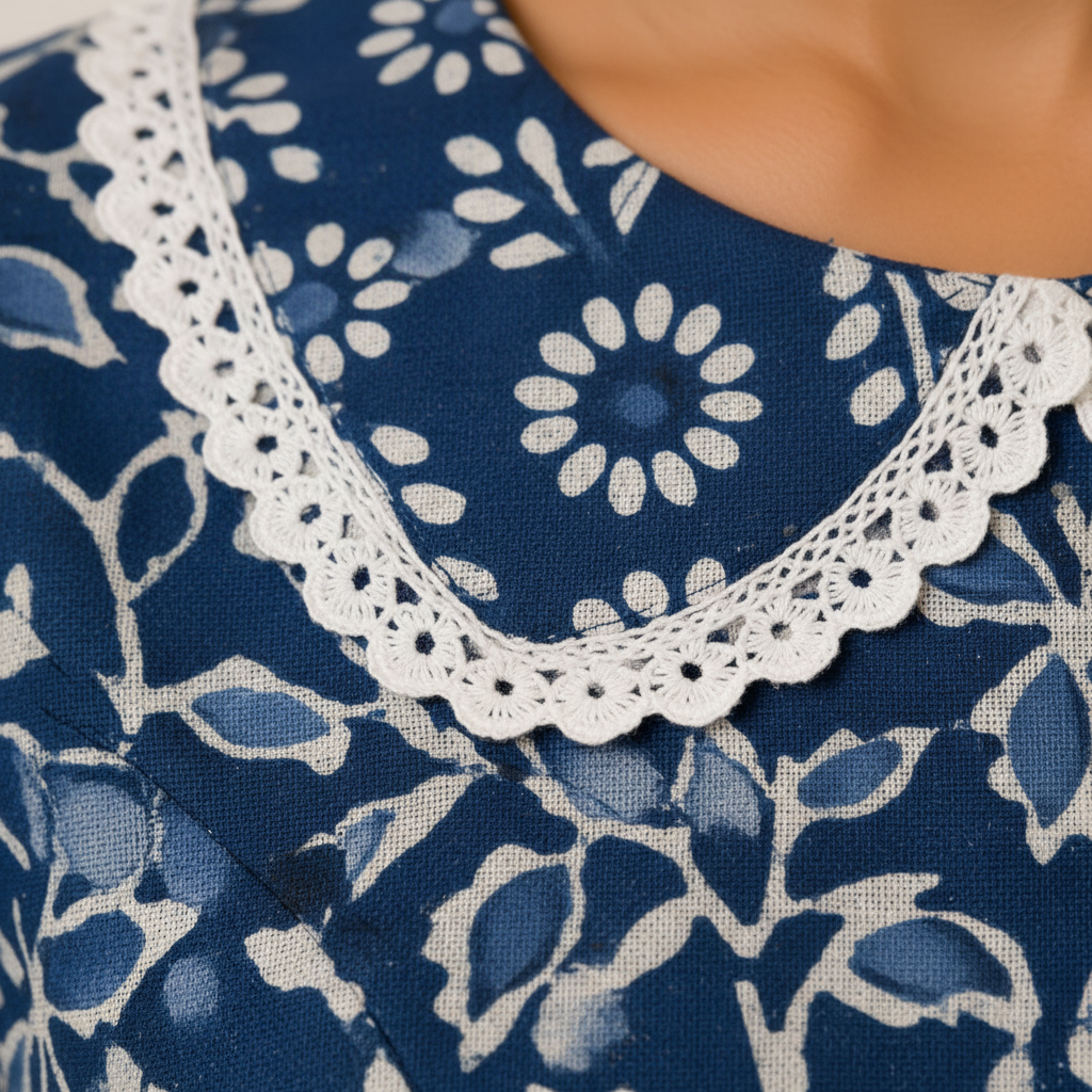 Indigo Dabu Blouse Texture