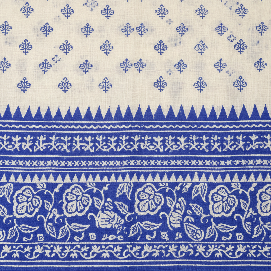 Macro texture of blue print and border