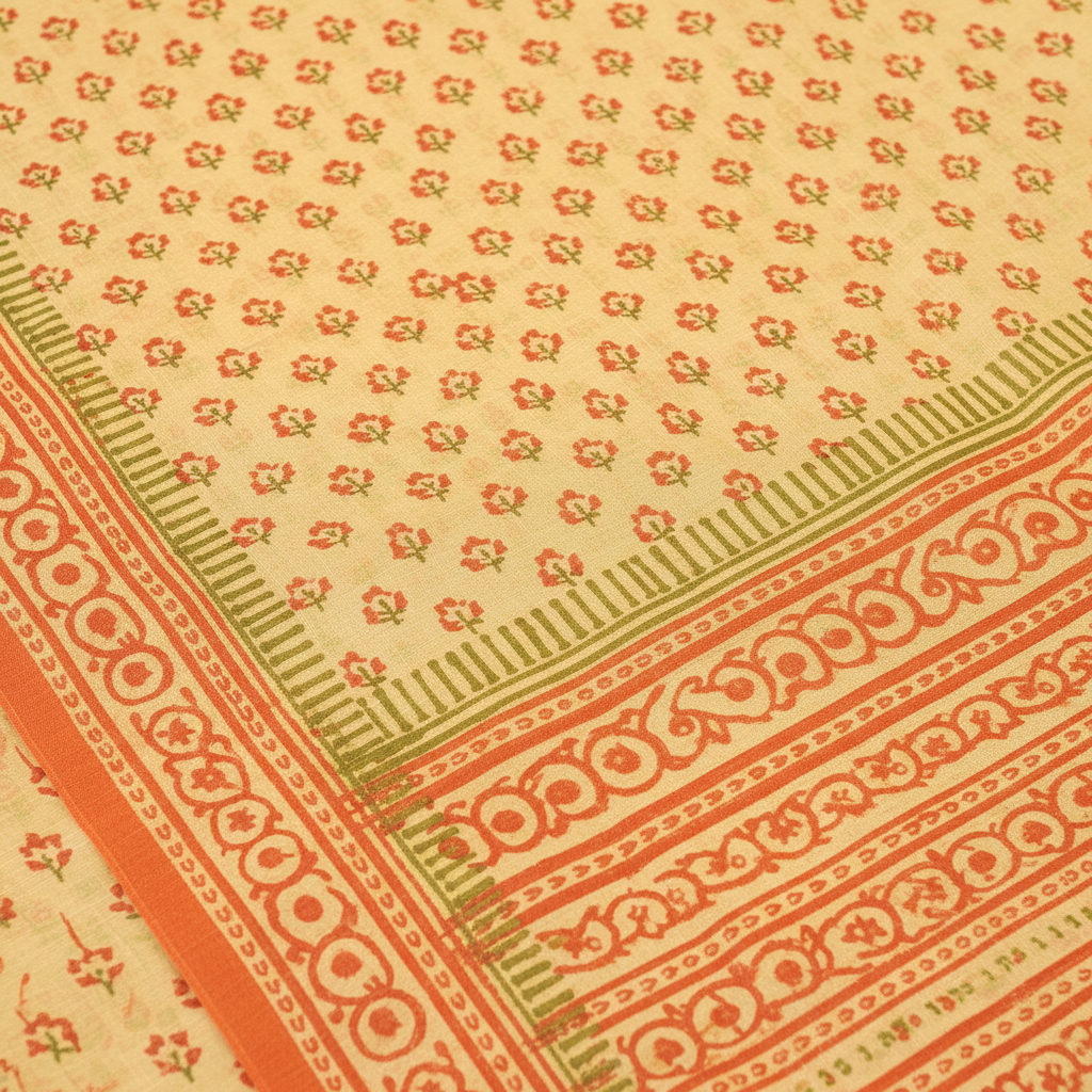 Macro texture of print and orange border