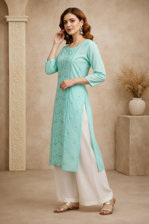 Side angle with embroidery details