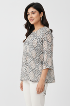 Side profile - geometric ikat print top