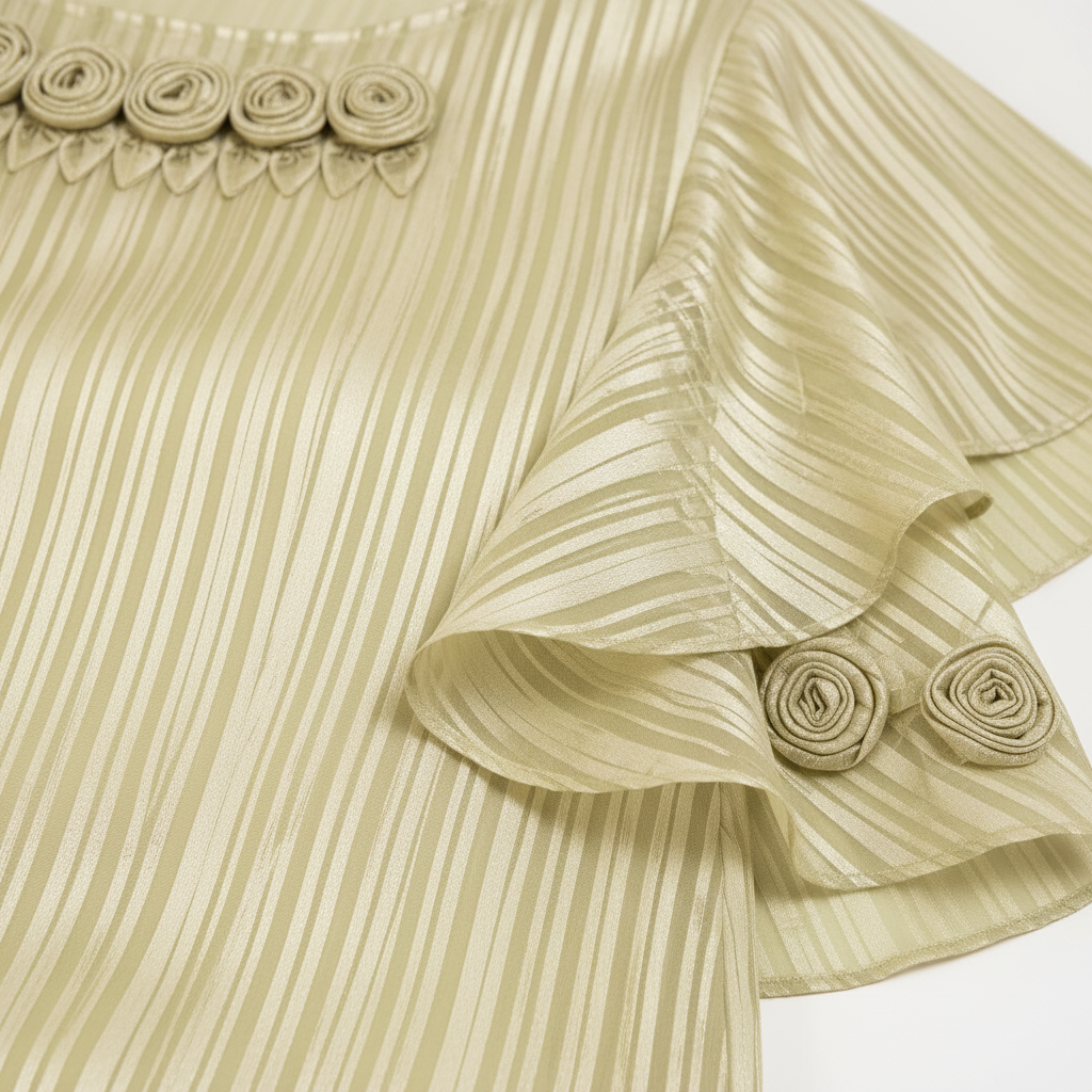 Texture shot - champagne gold pleated metallic fabric