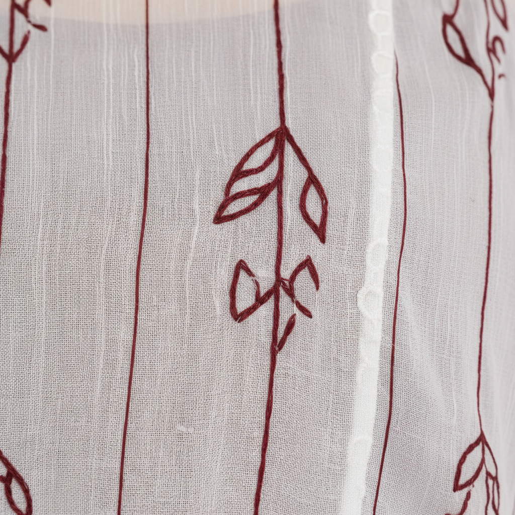 Texture shot - maroon embroidered shrug