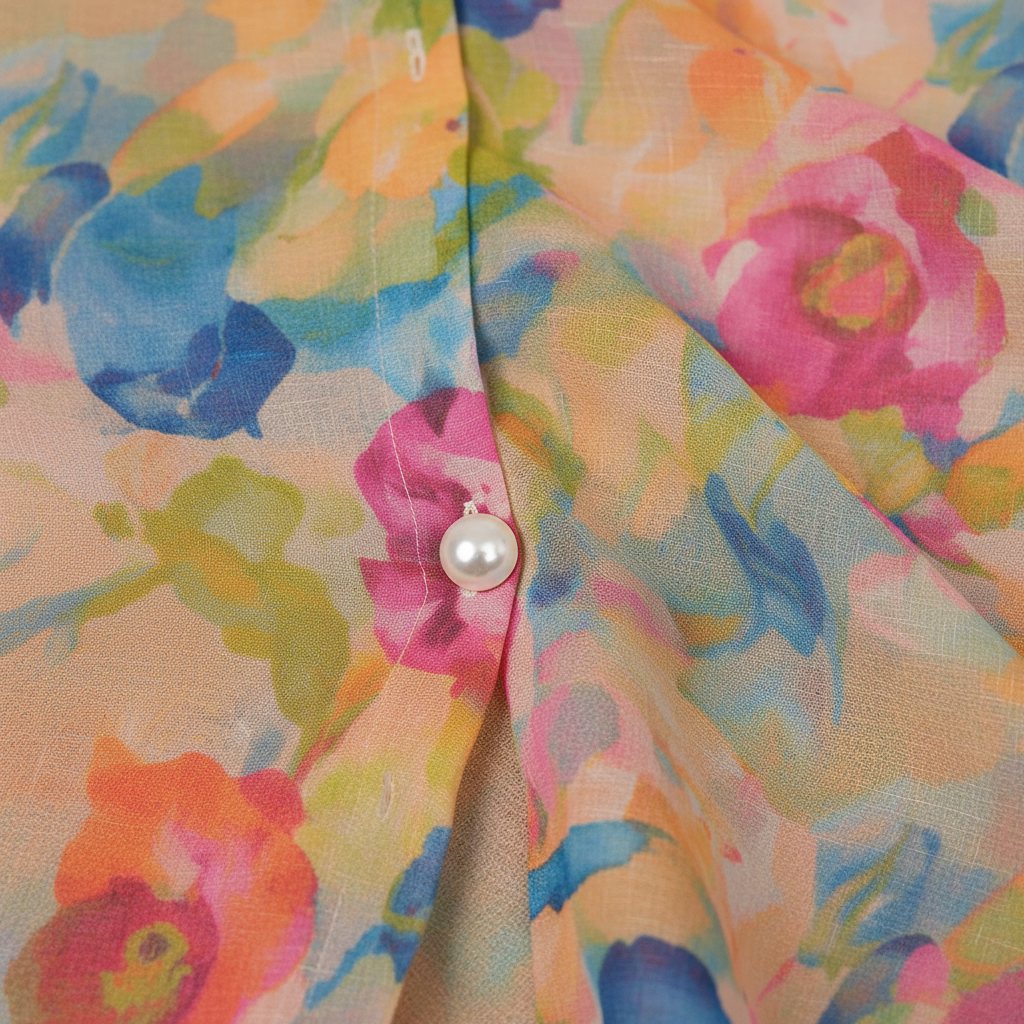 Texture shot - multicolour impressionist watercolour chiffon