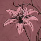 Texture shot - pink lily embroidery on rosewood fabric