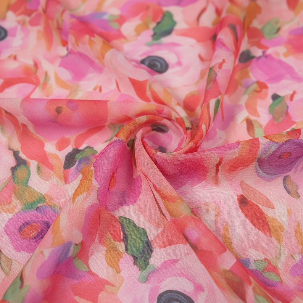 Texture shot - watercolour floral chiffon print